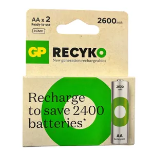 باتری قلمی قابل شارژ جی پی مدل ER- 2600mAh بسته ۲ عددی