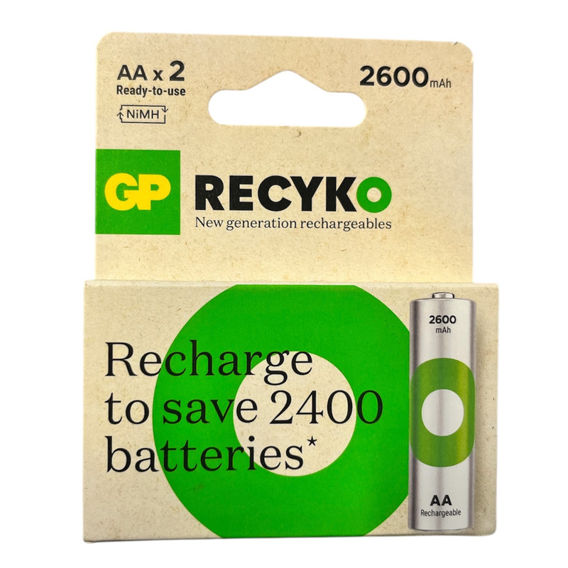 باتری قلمی قابل شارژ جی پی مدل ER- 2600mAh بسته ۲ عددی