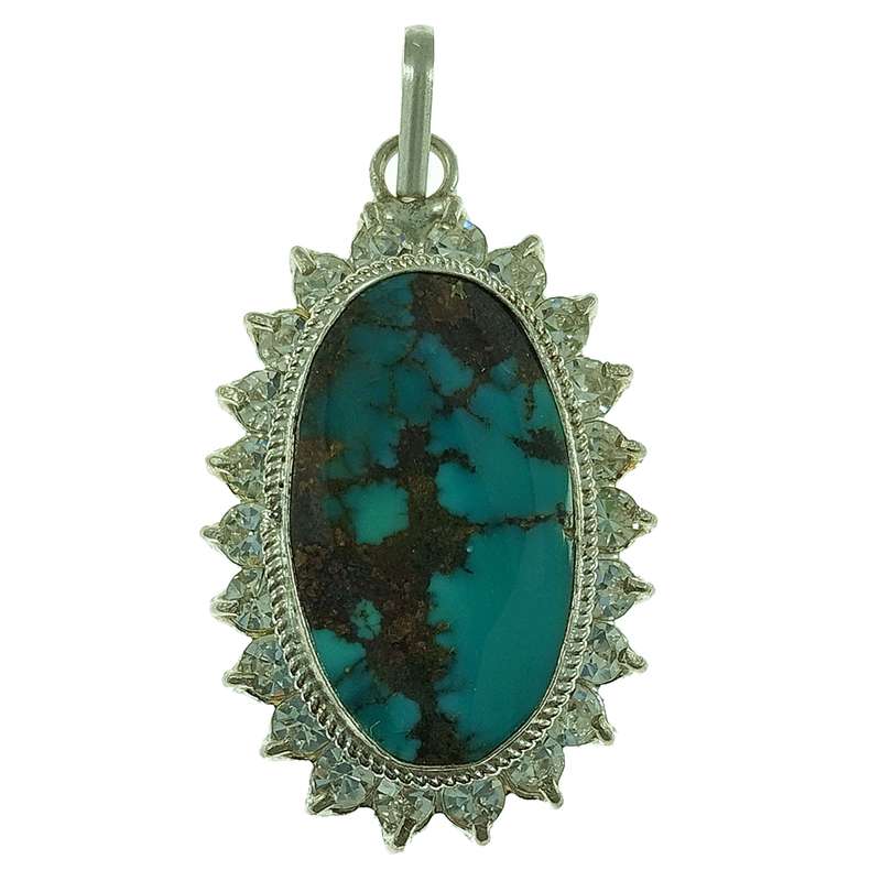 آویز گردنبند نقره زنانه سلین کالا مدل فیروزه نیشابور کد 24