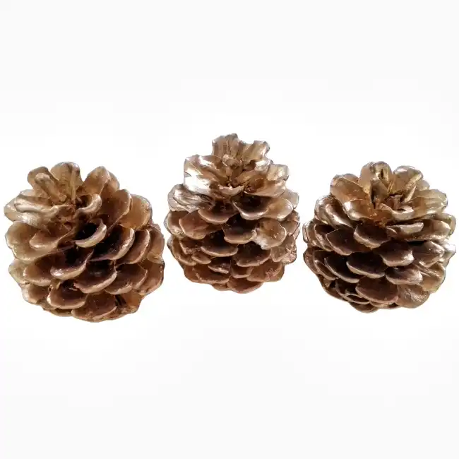 دکوری مدل کاج طلایی براق مجموعه ۳ عددی