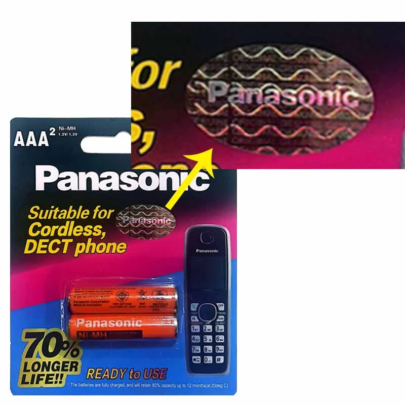 عکس شماره 3 : باتری نیم قلمی قابل شارژ تلفن بی سیم پاناسونیک مدل aaa