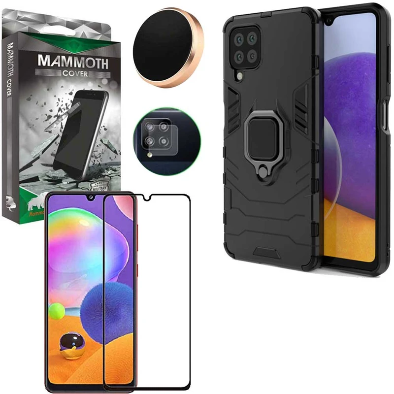کاور ماموت مدل M-GHB-BNDL مناسب برای گوشی موبایل سامسونگ Galaxy A22 4G به همراه محافظ صفحه نمایش و محافظ لنز دوربین و پایه نگهدارنده آهنربایی