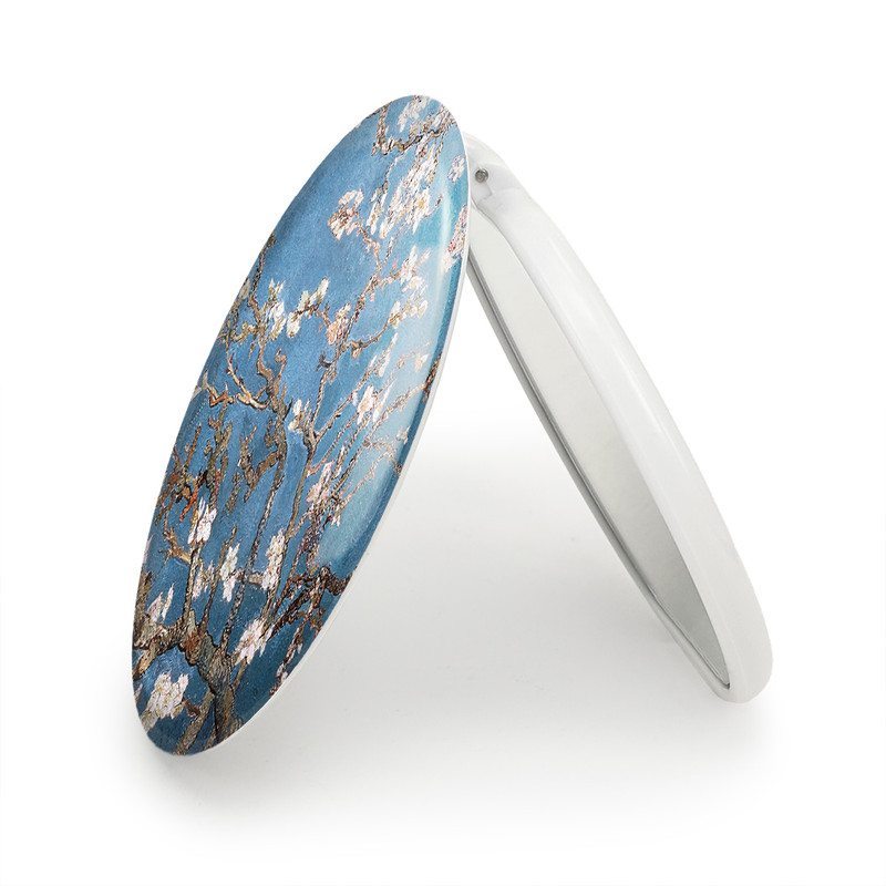 آینه جیبی خندالو طرح نقاشی شکوفه های بادام اثر ونسان ونگوگ مدل تاشو کد 25463