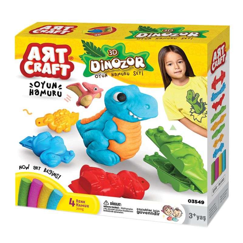 خمیر بازی مدل 3D Dinosaurs Play Dough Set کد 03549 مجموعه 12 عددی