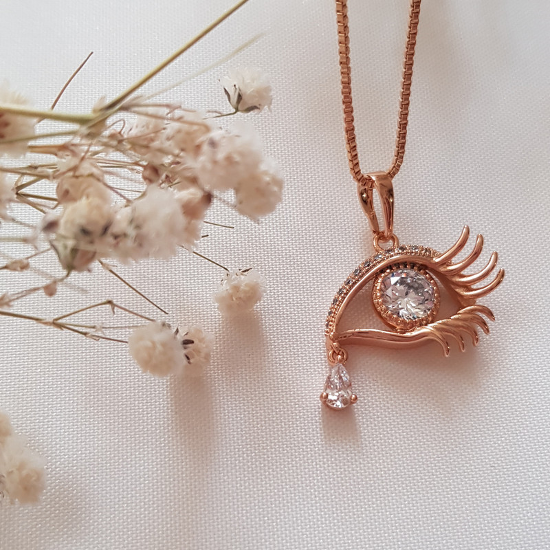 آویز گردنبند زنانه ژوپینگ مدل نگینی اشک 218