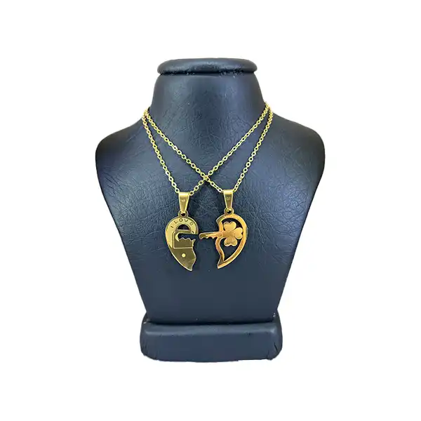 گردنبند مدل قلب و کلید کد 269963 مجموعه دو عددی