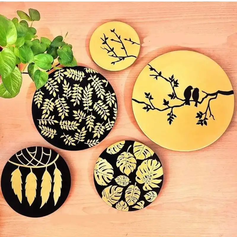 بشقاب دیوارکوب سفالی کد 887 مجموعه 5 عددی