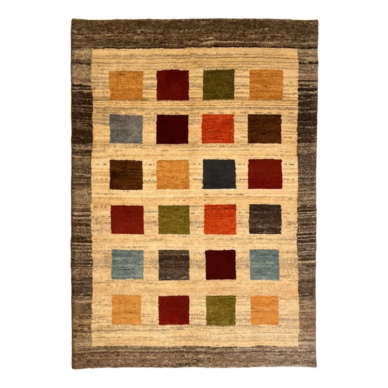  گبه دستبافت قشقایی سه متری کد NKP.RJ0024 زمینه کرم