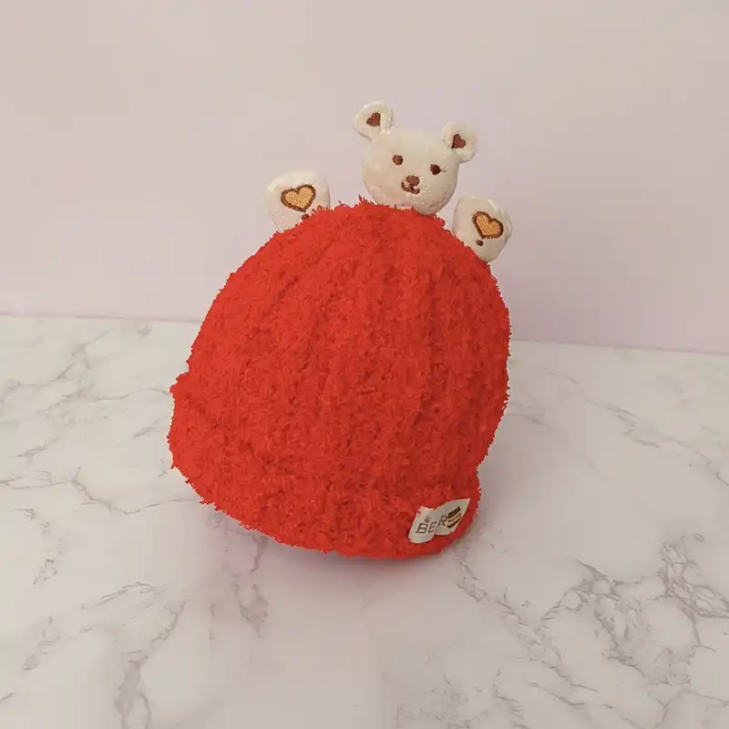 کلاه بافتنی بچگانه مدل عروسک دار کد 005