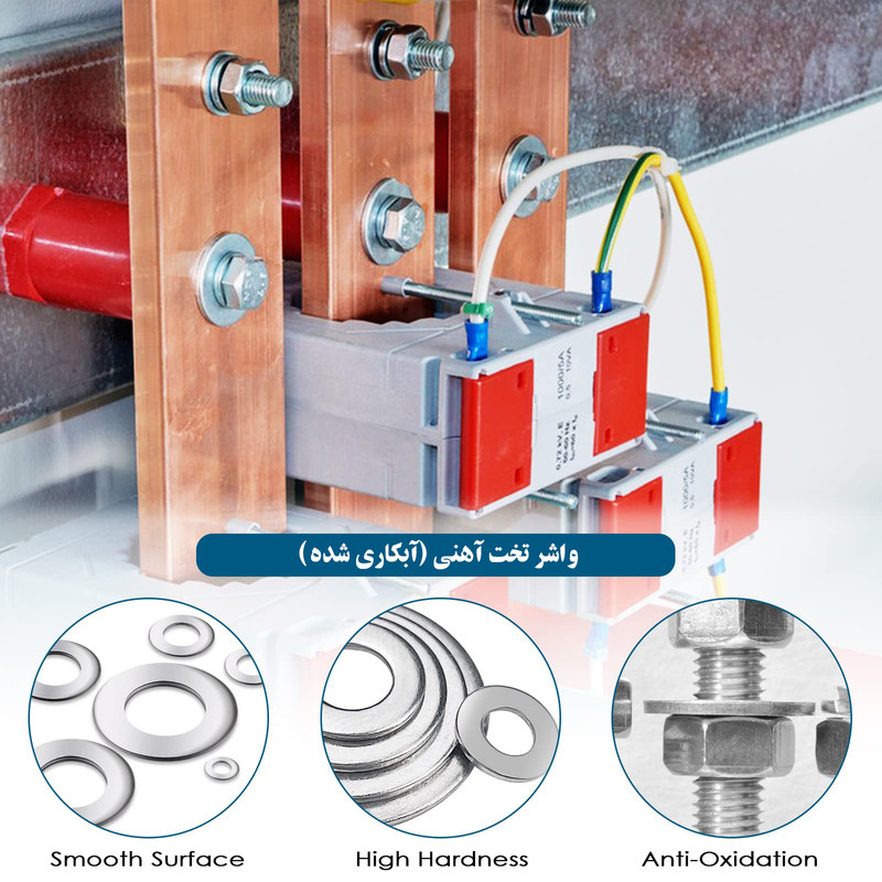 پیچ، مهره و واشر هامر مدل هوم فیکس استوانه کد M3 مجموعه 120 عددی