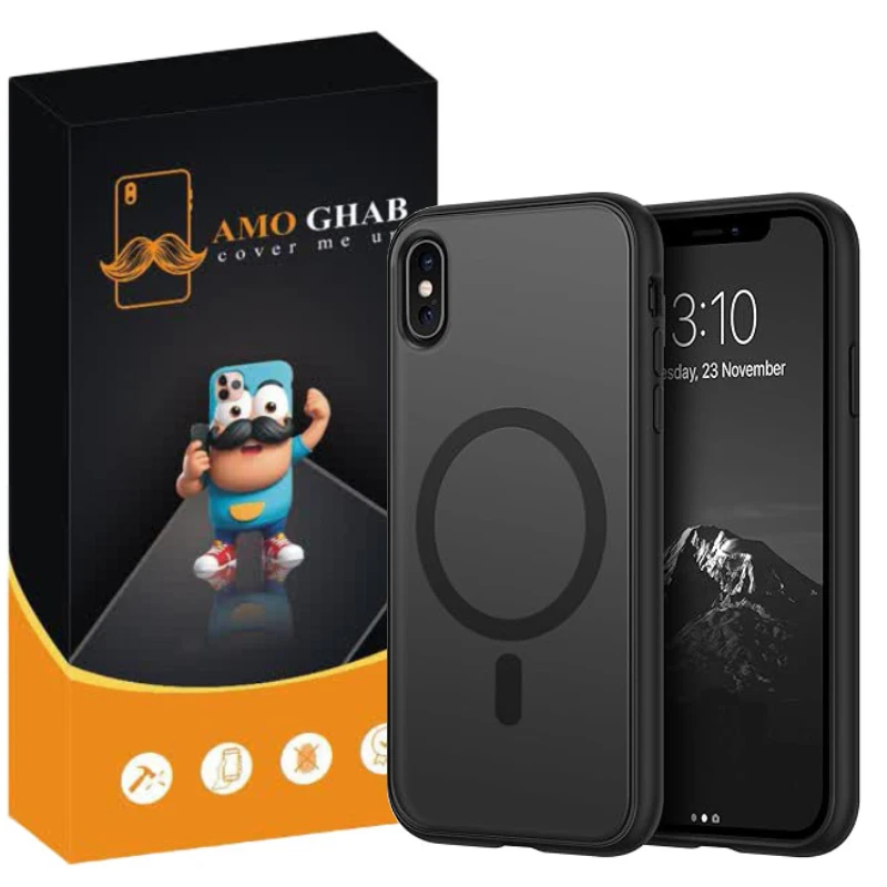 کاور عمو قاب مدل مگ سیف طرح MAT مناسب برای گوشی موبایل اپل iPhone X / Xs