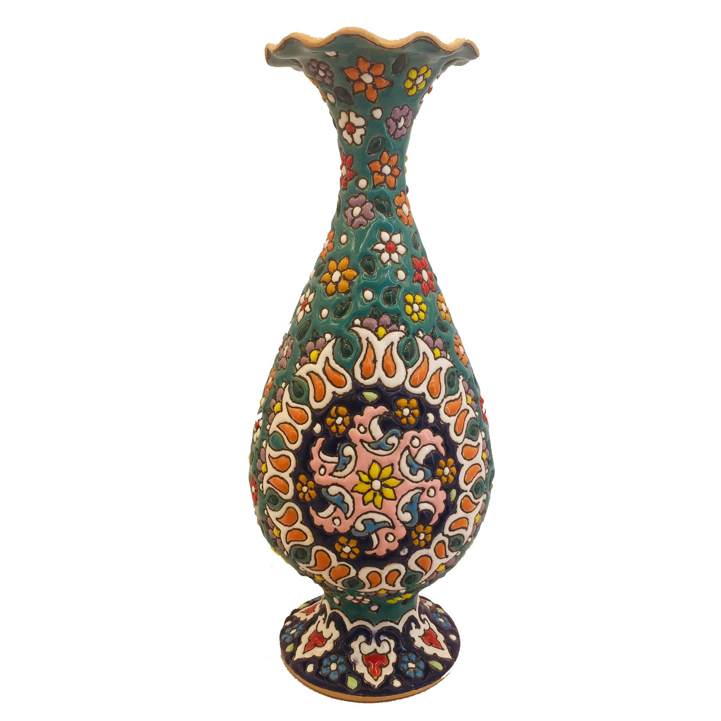 گلدان میناکاری سفالی زمانیان کد ZMN23010