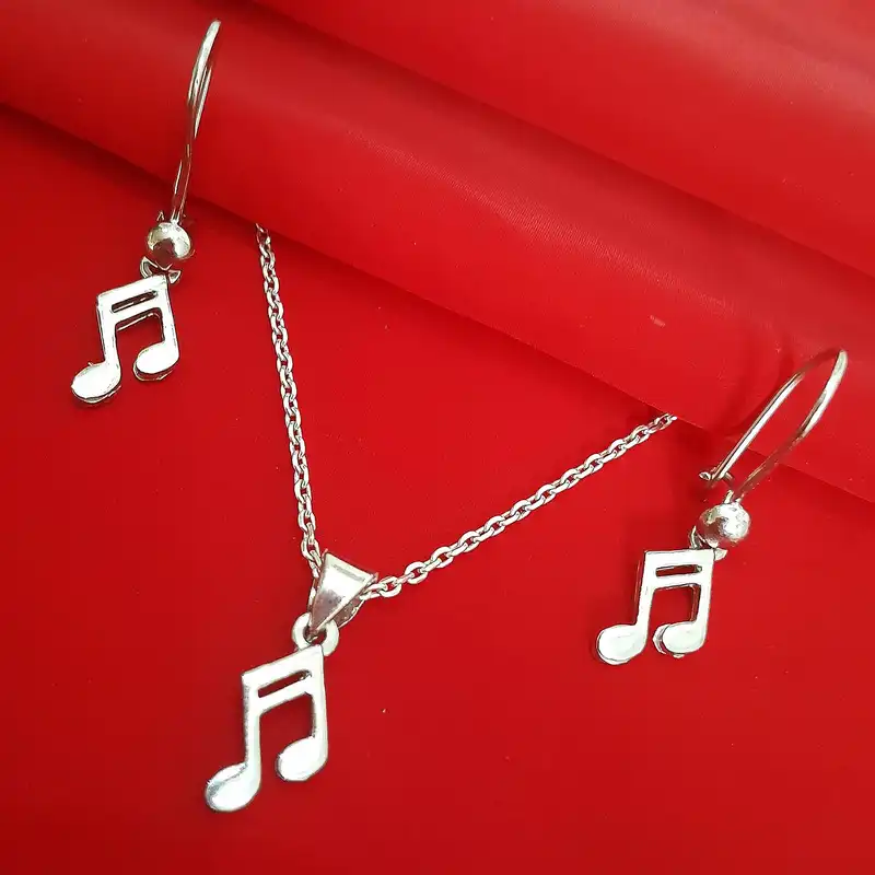 نیم ست نقره زنانه مدل جواهری ملودی مینیمال NS9042