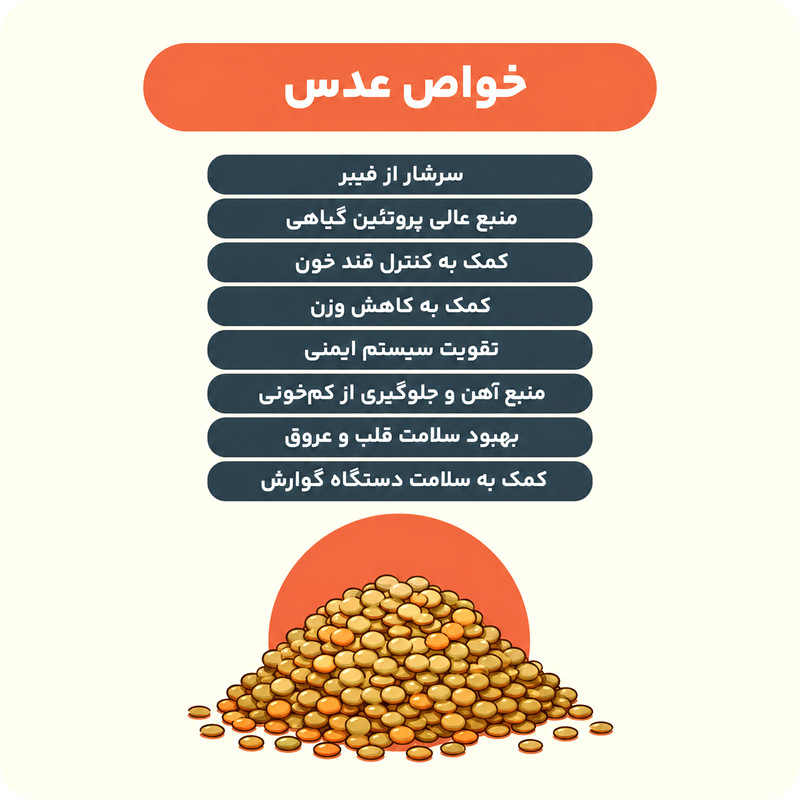 عدس جمع - 900 گرم بسته 2 عددی
