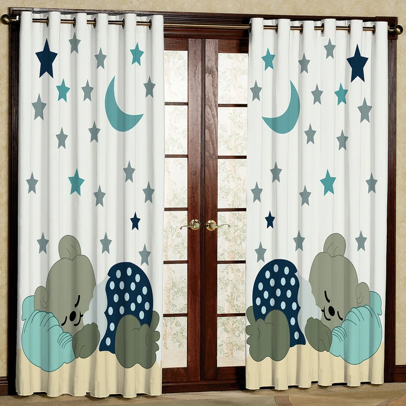   پرده مدل ماه و ستاره مخمل پانچی کد 1721 سایز 140x280 سانتی متر