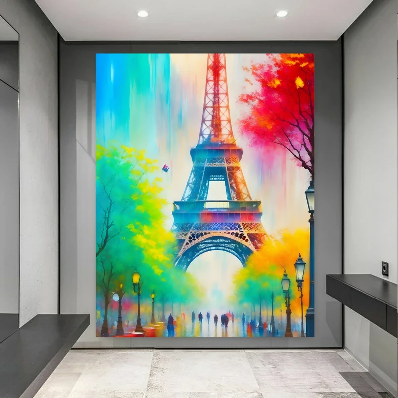 تابلو بوم طرح مخمل برج ایفل مدل پیاده روی بهاری کد M322