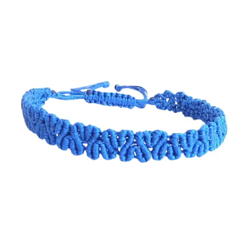 دستبند زنانه مدل مکرومه نخ موم زده کد 02