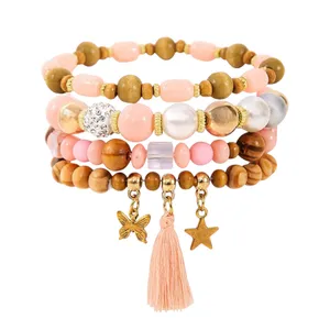 دستبند مهره ای زنانه مدل MDSS-CH3977 مجموعه 4 عددی