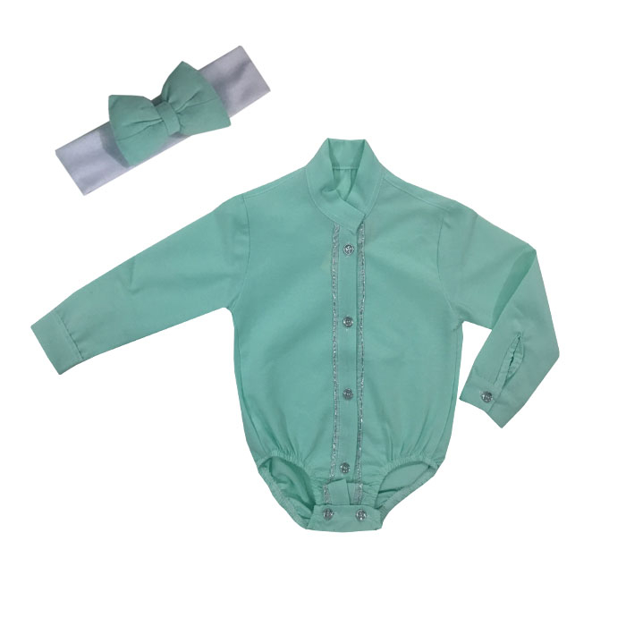 ست بادی و هدبند نوزادی دخترانه کد 12