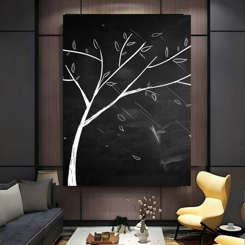 تابلو بوم طرح مخمل مینیمال مدل درخت خشکیده کد BK24395