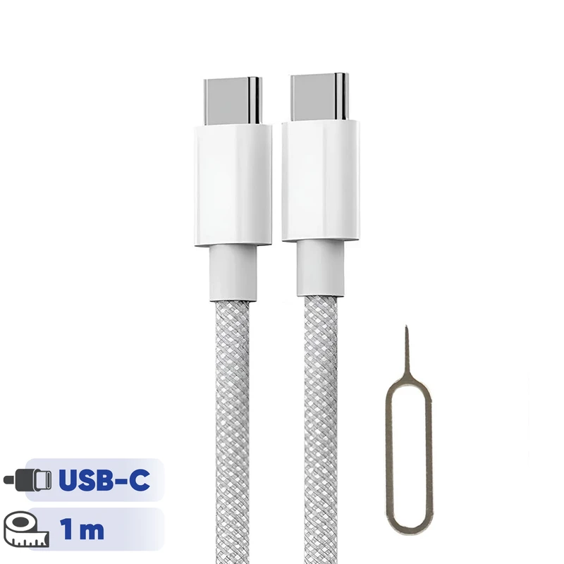 کابل USB-C آیرون ایکس مدل IPHONE16MAXPRO طول 1 متر به همراه سوزن سیم کارت