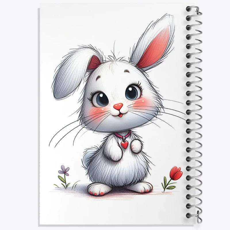 دفتر ژورنال نویسی 50 برگ خندالو مدل نقطه ای طرح خرگوش بامزه کد N5035