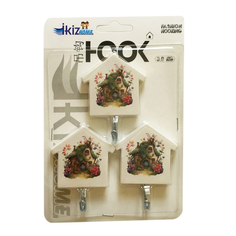قلاب آویز آشپزخانه مدل هوک طرح کلبه رویایی بسته 3 عددی