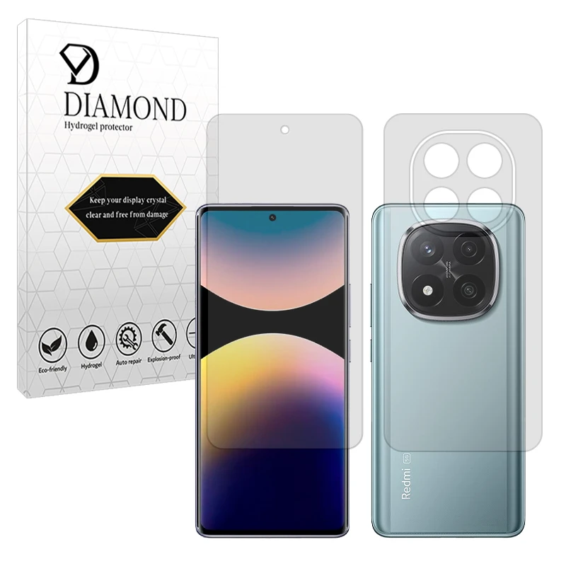 محافظ صفحه نمایش شفاف دیاموند مدل Tough مناسب برای گوشی موبایل شیائومی Redmi Note 14 Pro Plus 5G به همراه محافظ پشت گوشی