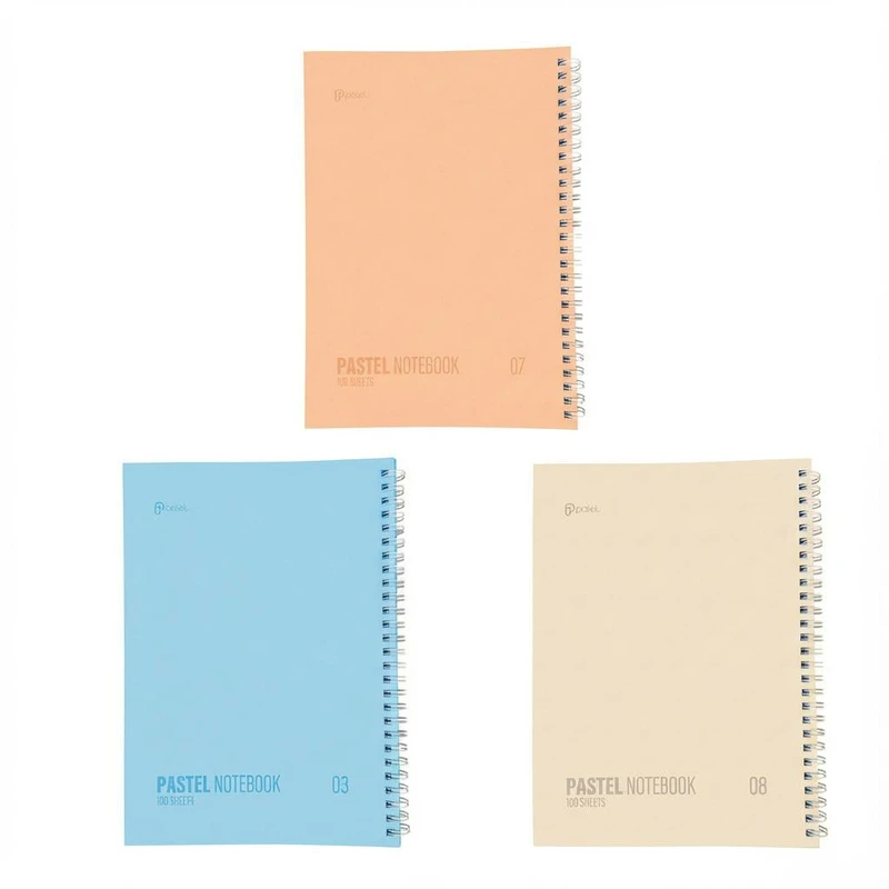 دفتر مشق 100 برگ پالت طرح پاستلی سیمی گلاسه بسته 3 عددی