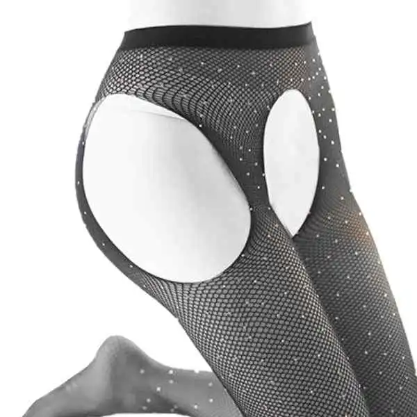 جوراب شلواری زنانه مدل نگین دار فاق باز طرح زنبوری کد 6088