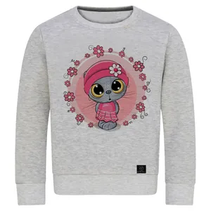 سویشرت دخترانه 27 مدل گربه ملوس کد B05 رنگ طوسی روشن