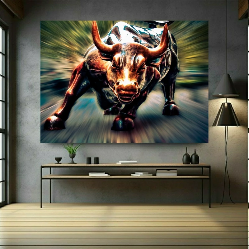 تابلو بوم طرح گاو نر مدل خشمگین کد BK1541