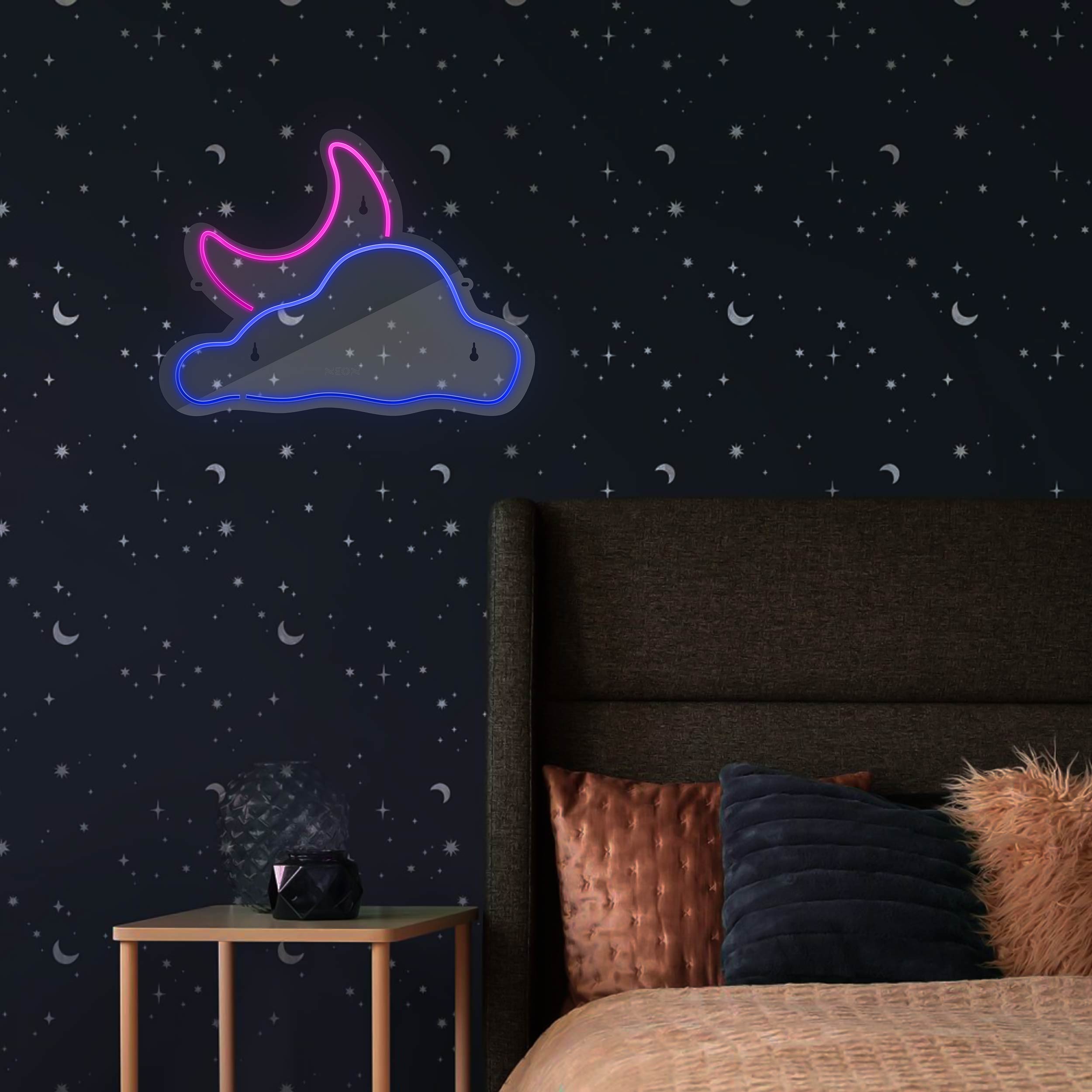 چراغ دیواری نئون دیزاین طرح Cloud-Vs-Moon_BL