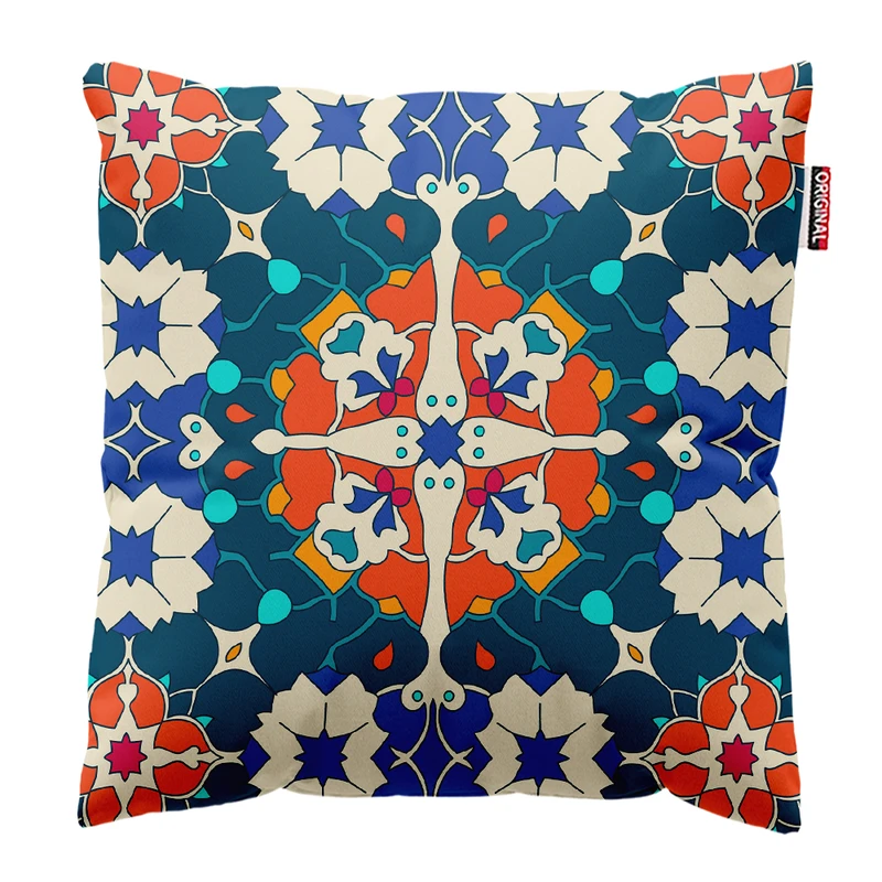 کوسن پاد آفرین مدل سنتی طرح گلیم فرش کد PK402273 سایز 40*40 سانتی متر