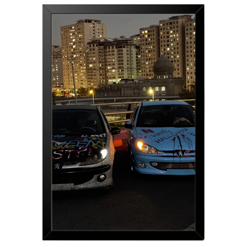 تابلو بکلیت طرح ماشین و خودرو پژو 206RC مدل B-pe130113 فریم مشکی