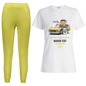 ست تی شرت آستین کوتاه و شلوار زنانه مدل 543