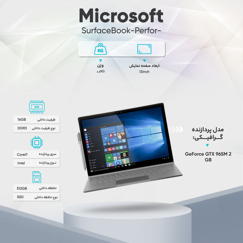 لپ تاپ 13 اینچی مایکروسافت مدل Surface Book - Performance Base
