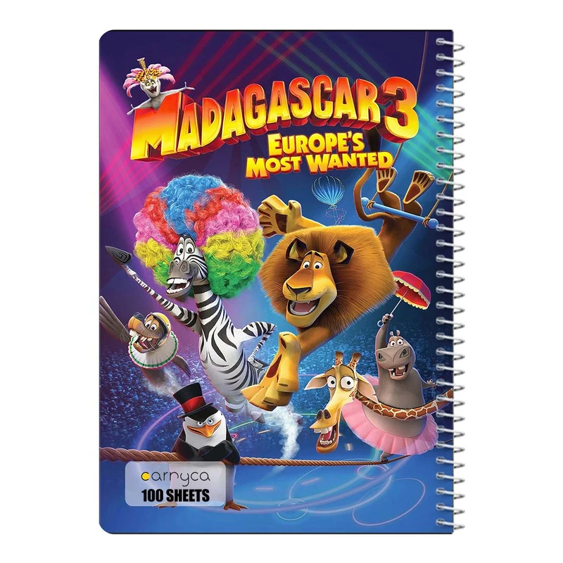 دفتر مشق 100 برگ سیمی کارنیکا طرح ماداگاسکار Madagascar کد 60725