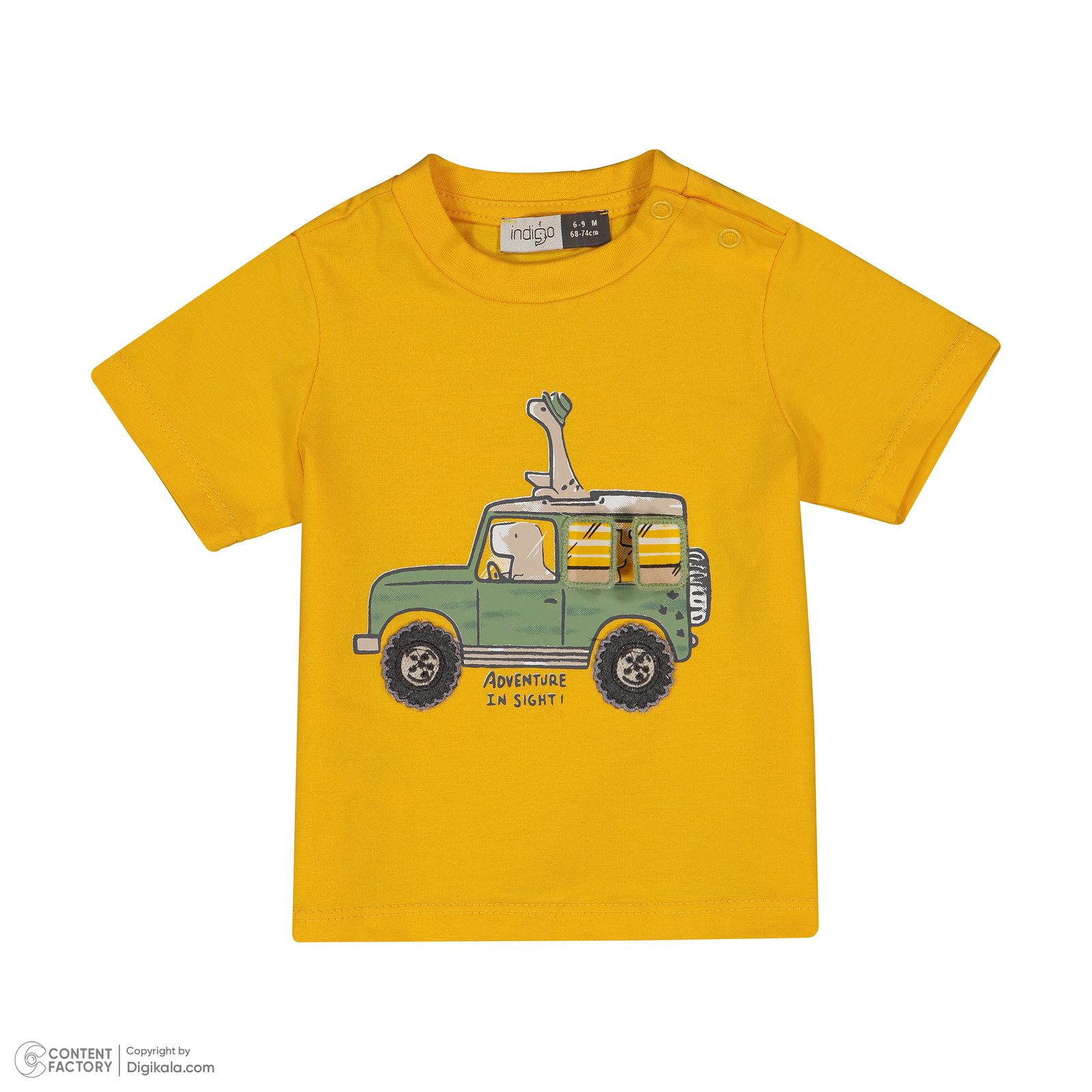 ست تی شرت و شلوارک نوزادی پسرانه ایندیگو مدل 13215 رنگ زرد -  - 3