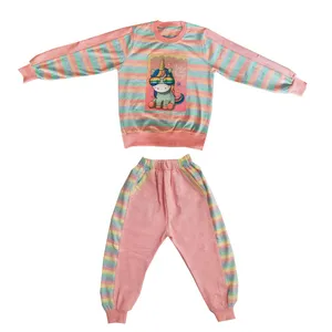 ست سویشرت و شلوار دخترانه مدل راه راه