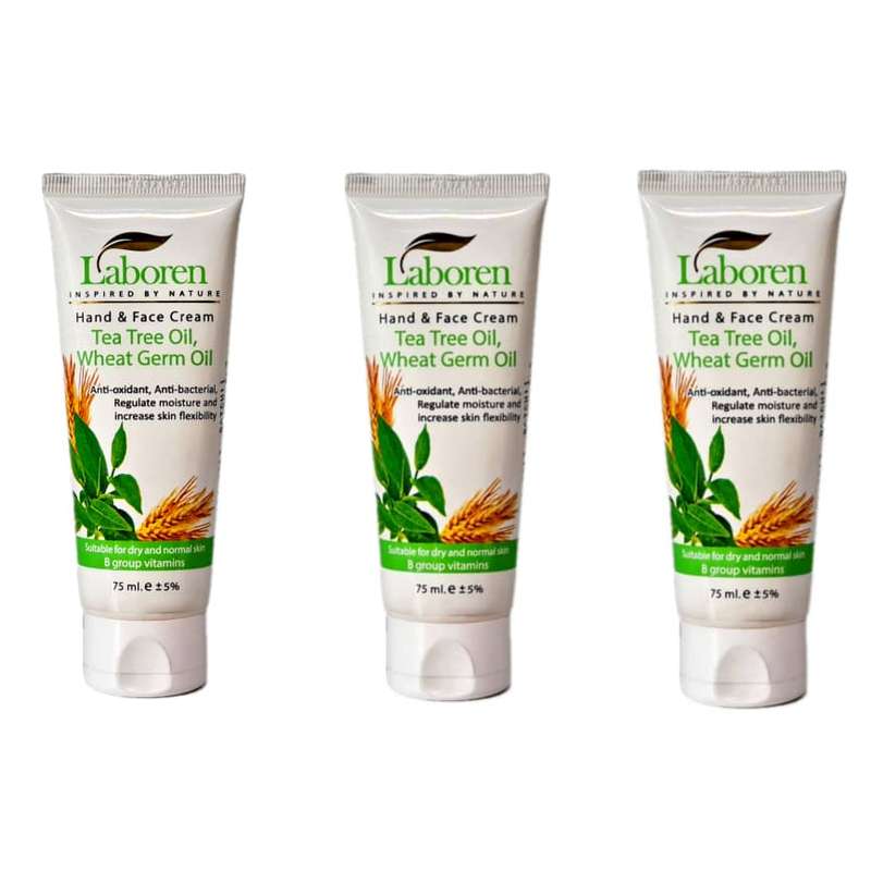 کرم مرطوب کننده لابورن مدل tea tree wheat germ oil حجم 75 میلی لیتر بسته 3 عددی