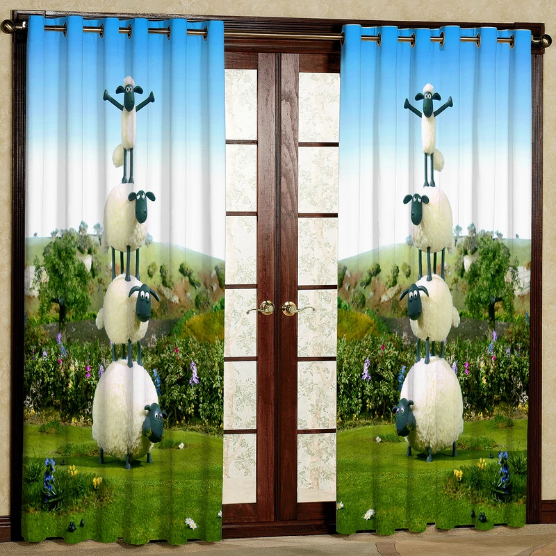  پرده بارمان دکور طرح بره ناقلا مدل مخمل پانچی کد 4889LR W سایز 140x280 سانتی متر