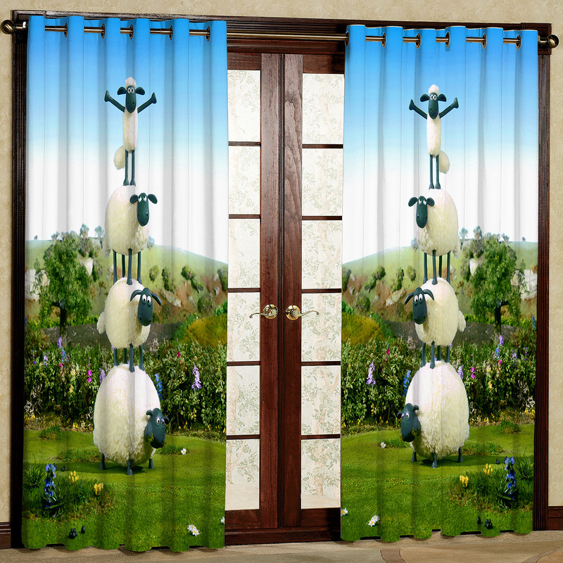  پرده بارمان دکور طرح بره ناقلا مدل مخمل پانچی کد 4889LR W سایز 140x280 سانتی متر