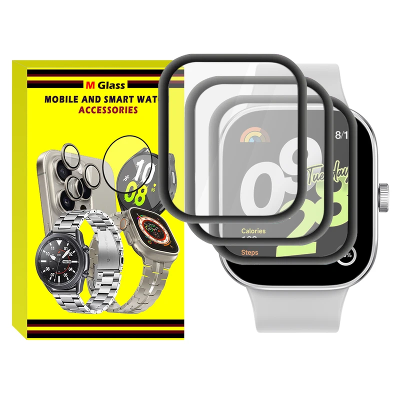 محافظ صفحه نمایش ام‌گلس مدل Pmma-MG مناسب برای ساعت هوشمند شیائومی Redmi Watch 4 بسته سه عددی