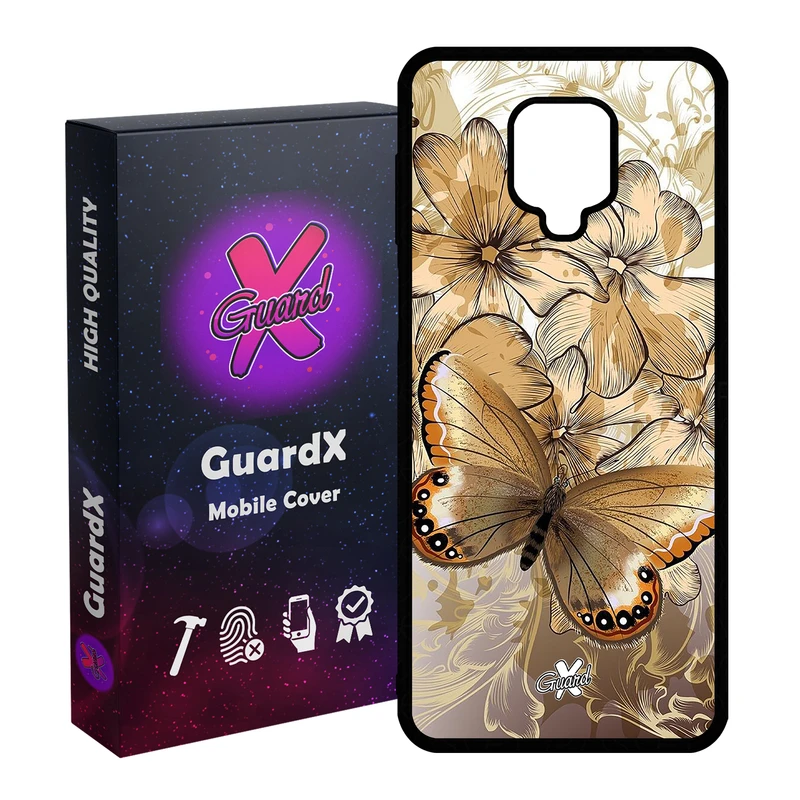 کاور گارد ایکس طرح پروانه مدل Glass10272 مناسب برای گوشی موبایل شیائومی Redmi Note 9S / Note 9 Pro / Note 9 Pro Max