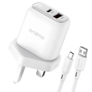شارژر دیواری اُرایمو 20 وات دو پورت مدل ORM-OV به همراه کابل تبدیل USB-Micro