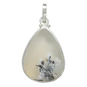 آویز گردنبند نقره زنانه مدل نگین شجر طبیعی