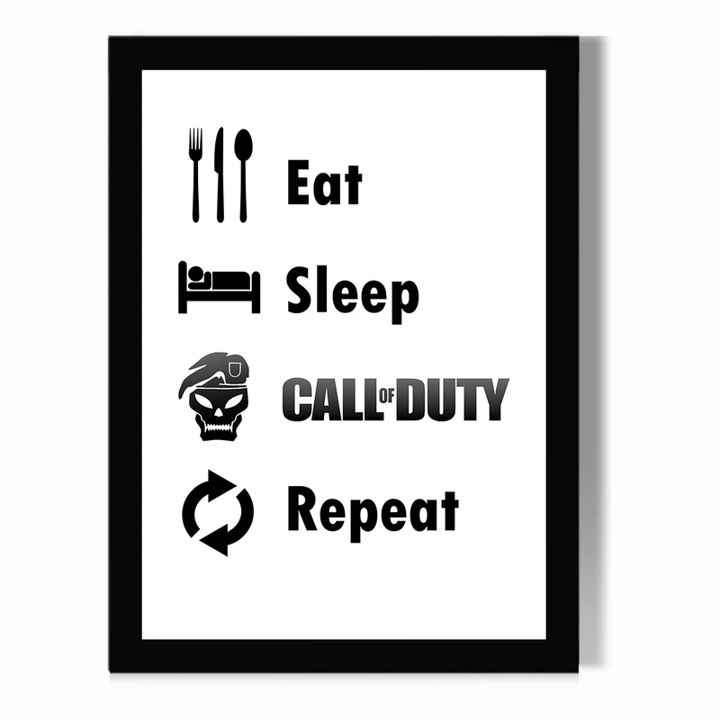 تابلو مدل دیواری بازی Call Of Duty طرح Eat Sleep Call Of Duty Repeat  کد FD287