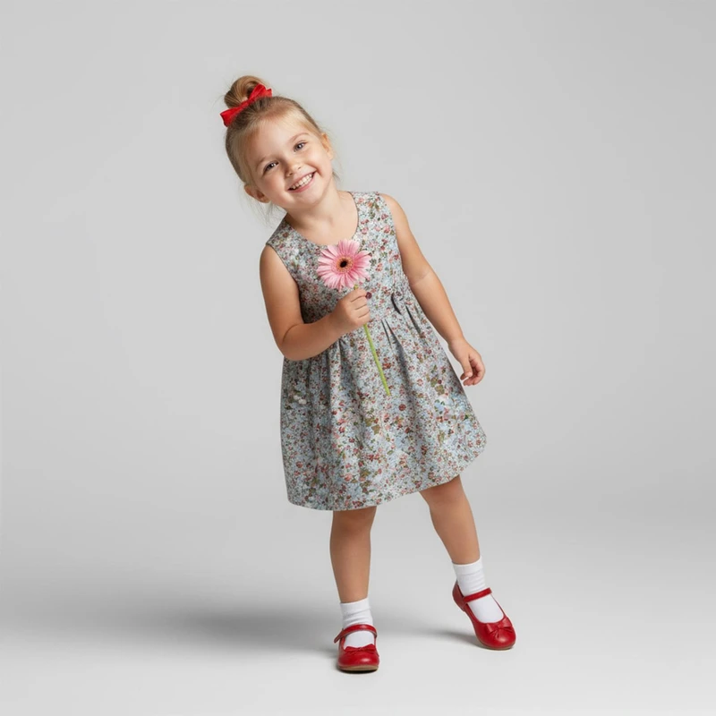 پیراهن بدون آستین یقه گرد دخترانه مدل گلریز