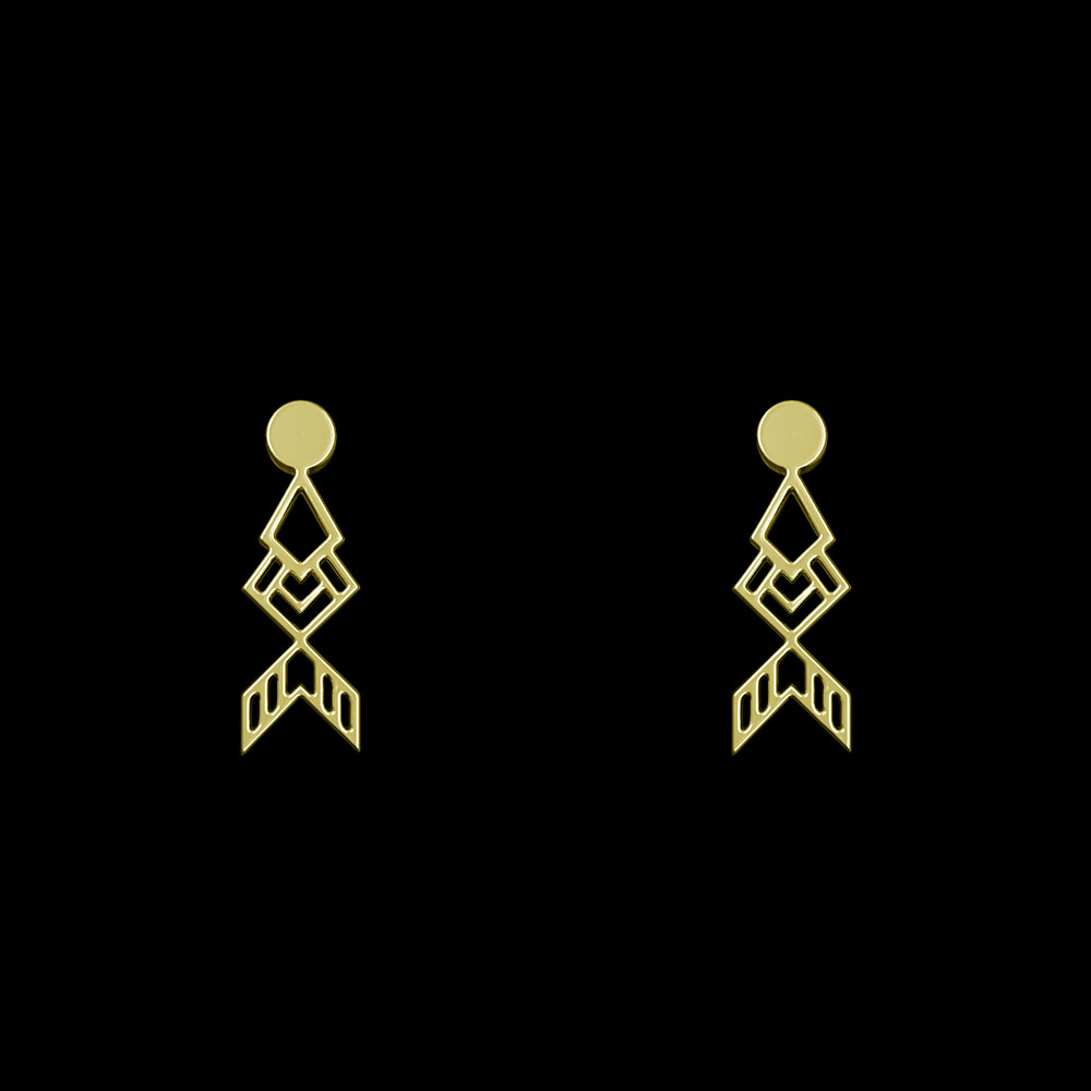 گوشواره طلا 18 عیار زنانه مدوپد مدل هندسی کد GA1-10525